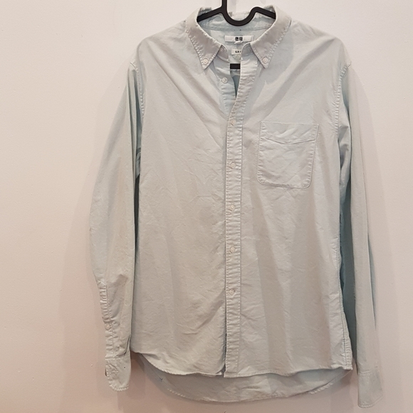 Uniqlo Light Blue Long Sleeve Oxford Buttom Down Shirt Slim Fit - Picture 1 of 9